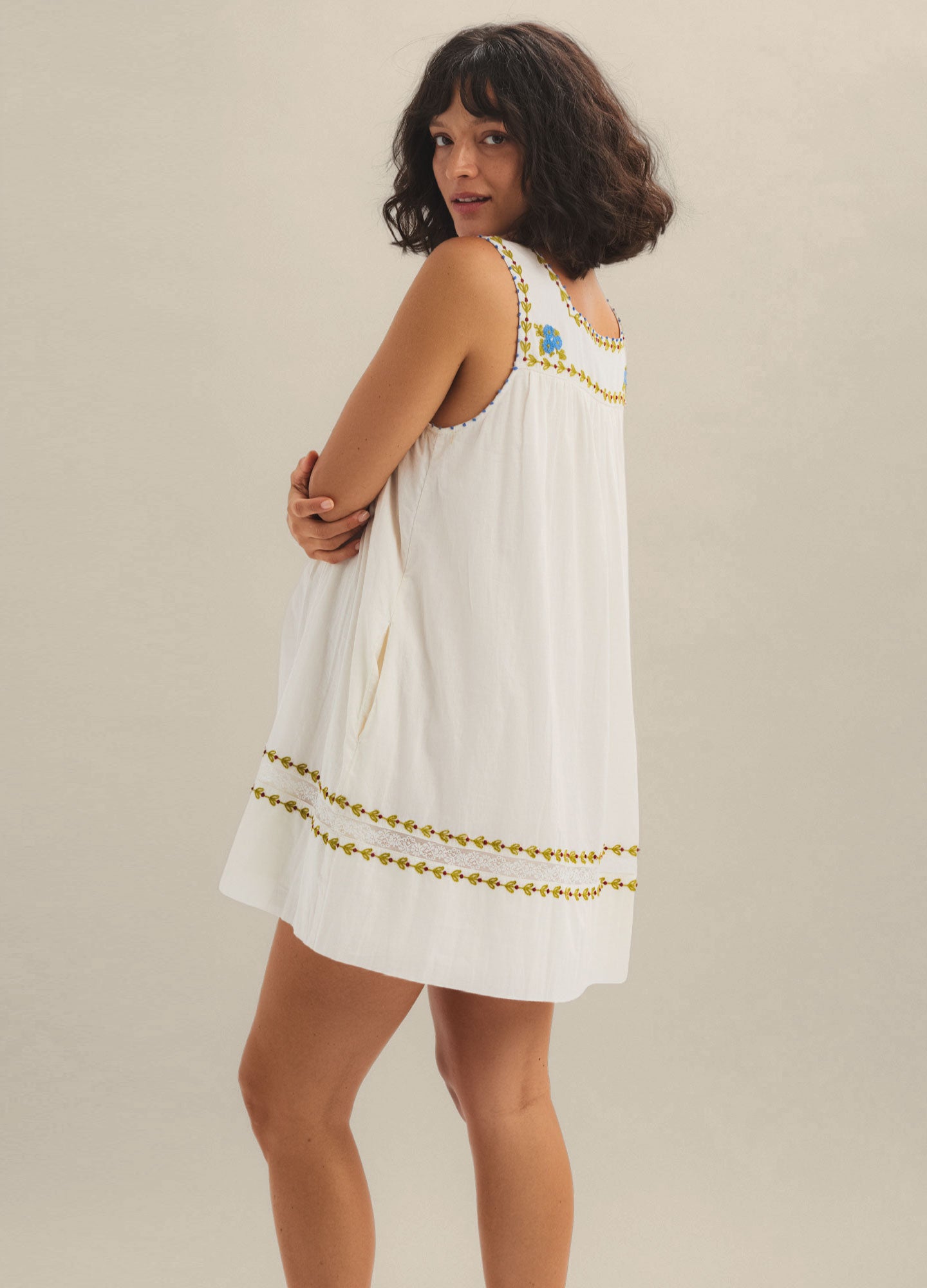 HATCH x Ciao Lucia Brianna White Cotton Voile Mini Dress XS