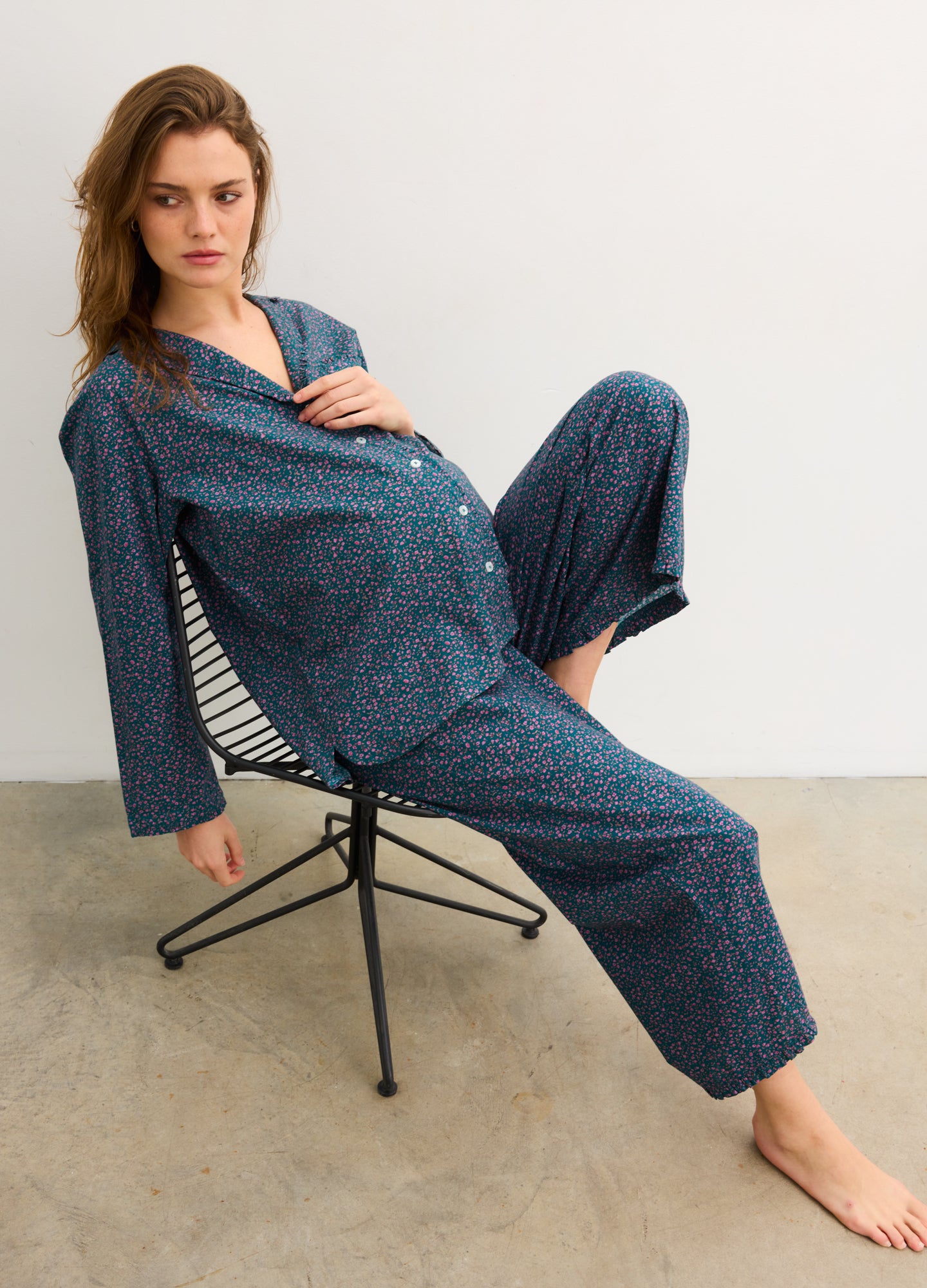 The Ruffle PJ Buttondown Top