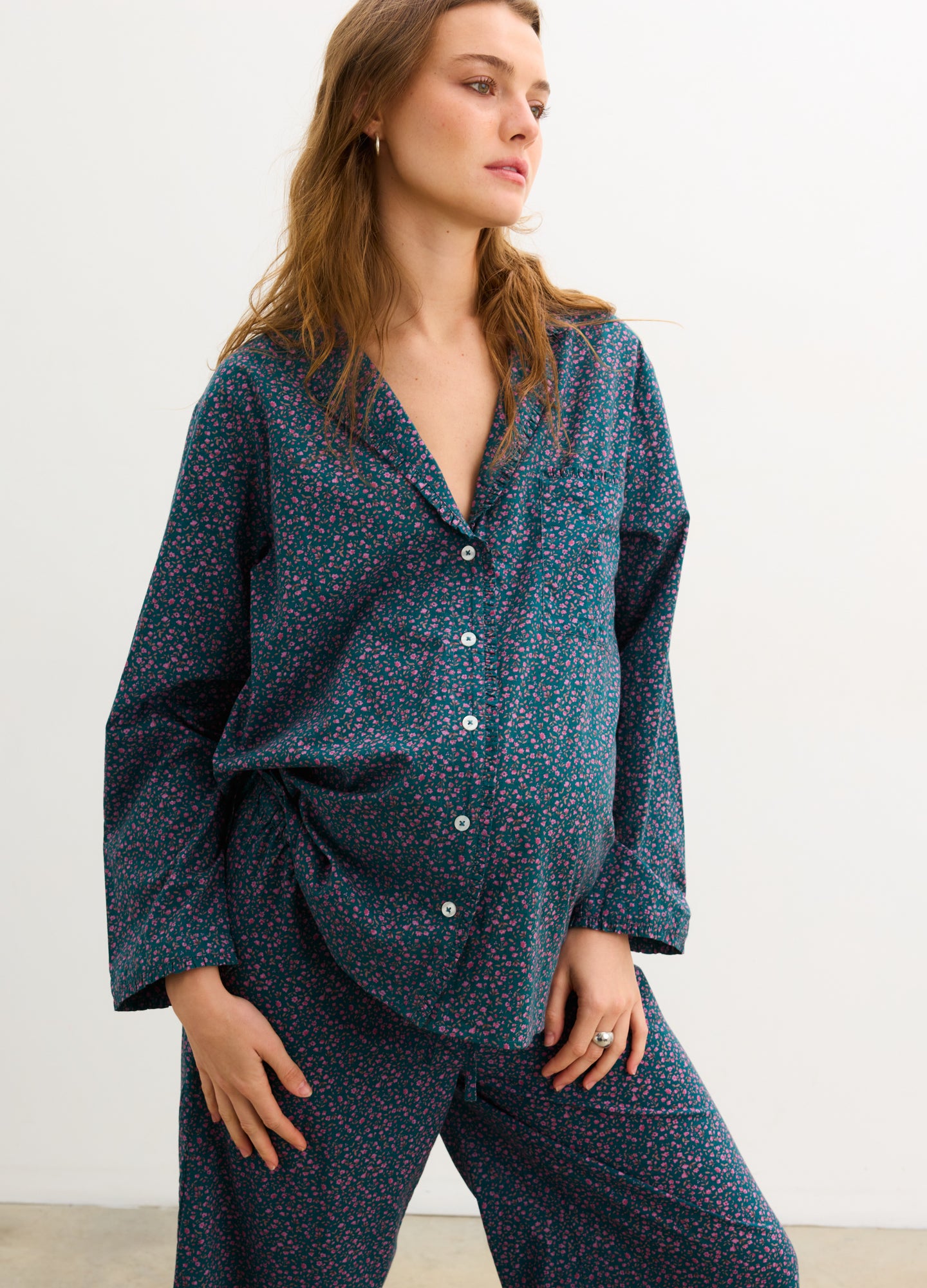 The Ruffle PJ Buttondown Top