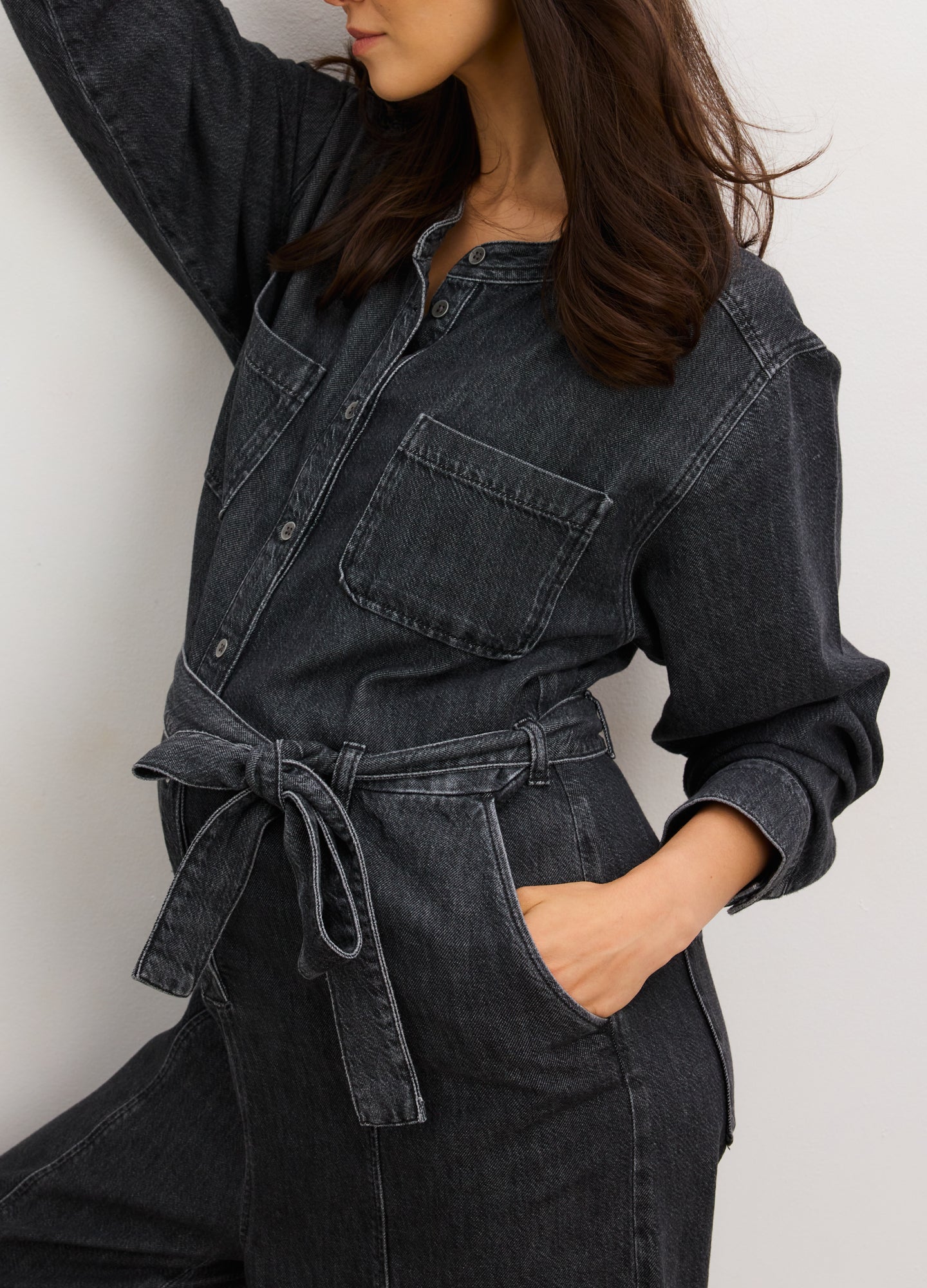 The Drapey Denim Jumpsuit