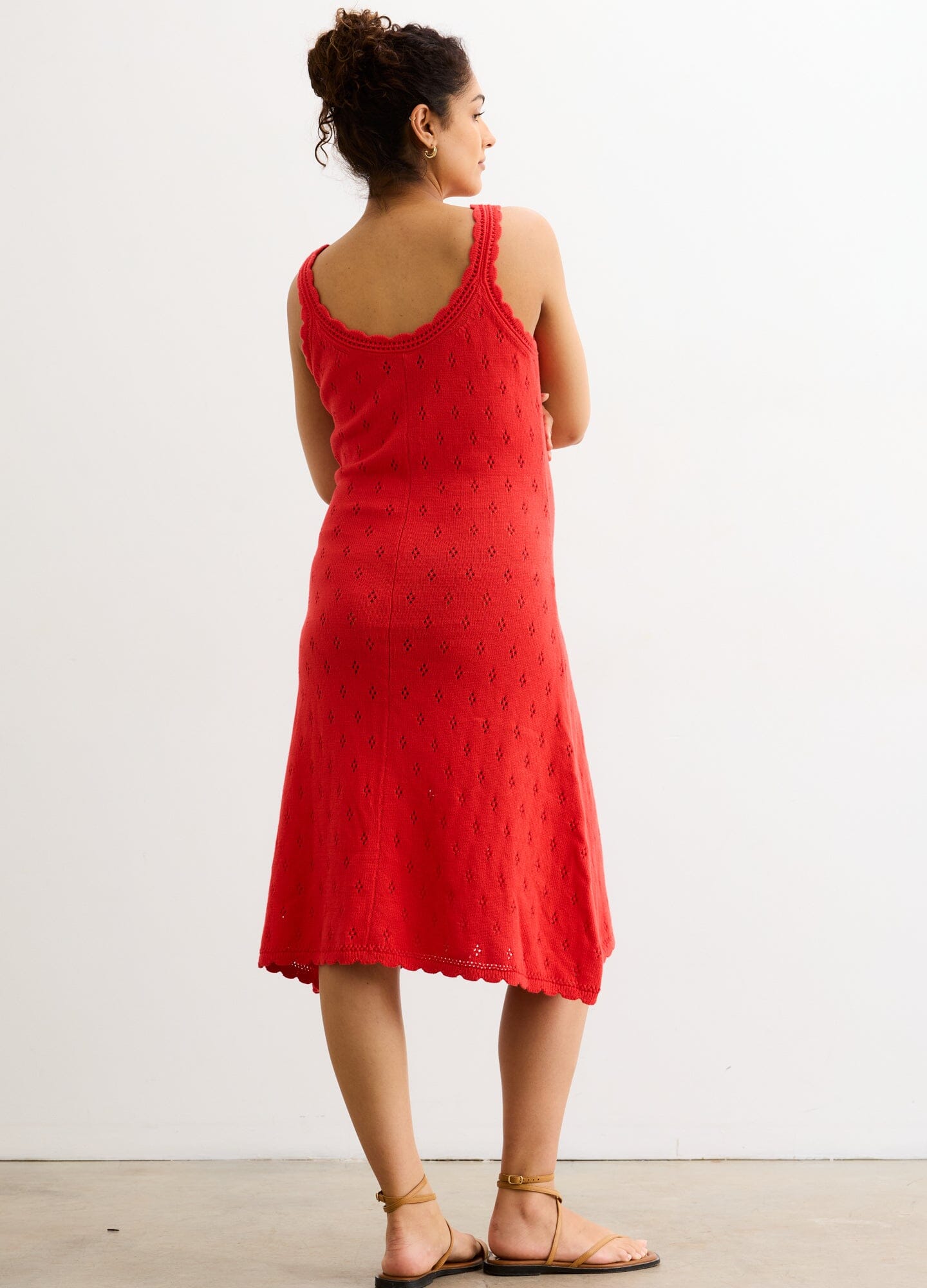 The Eloise Pointelle Nursing Tank Dress - Red Eloise Pointelle nursing tank dress with button-down front, soft textured fabric, designed for maternity, pregnancy,.