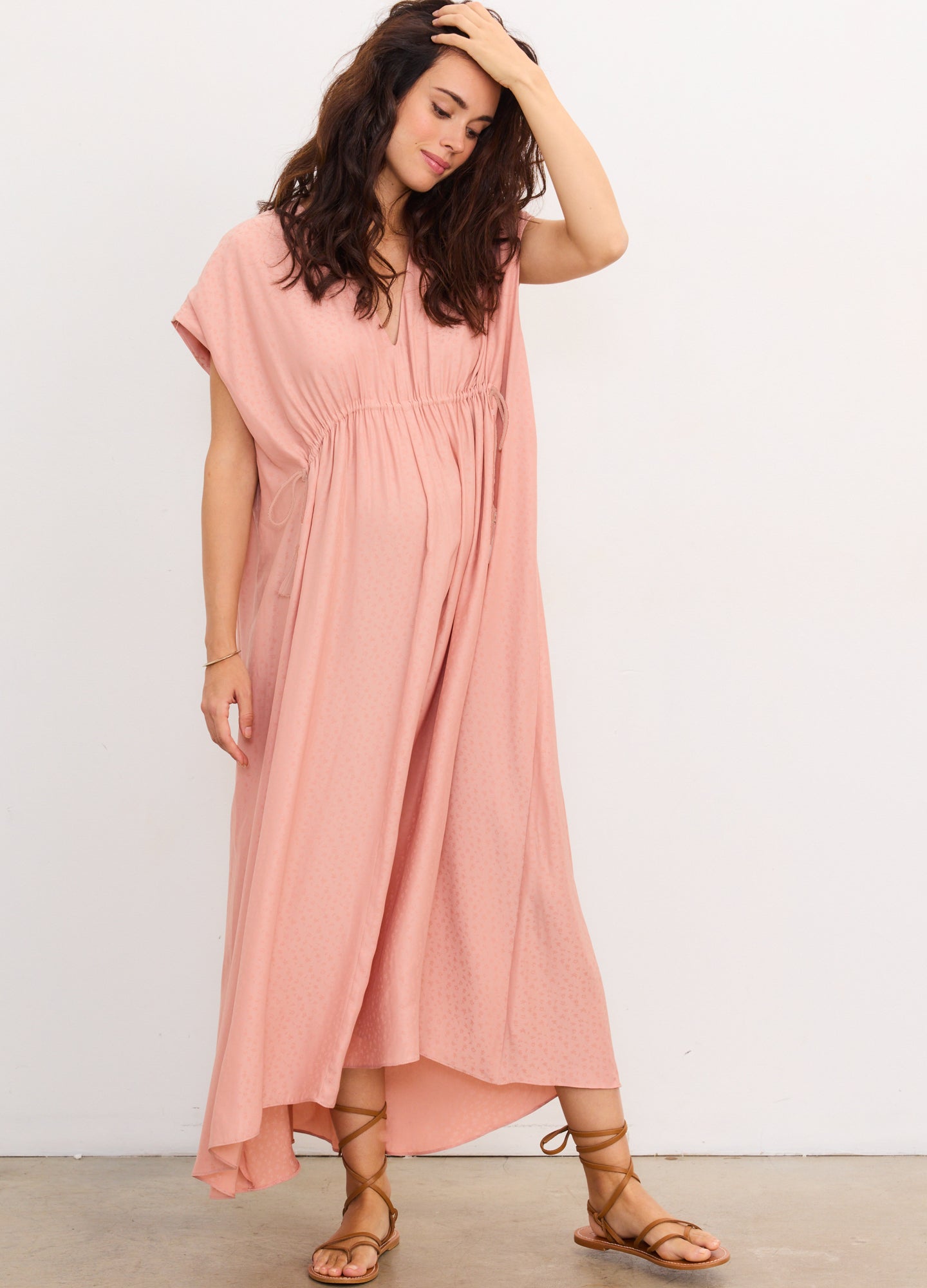 HATCH The Neema Caftan in Peach - size XS