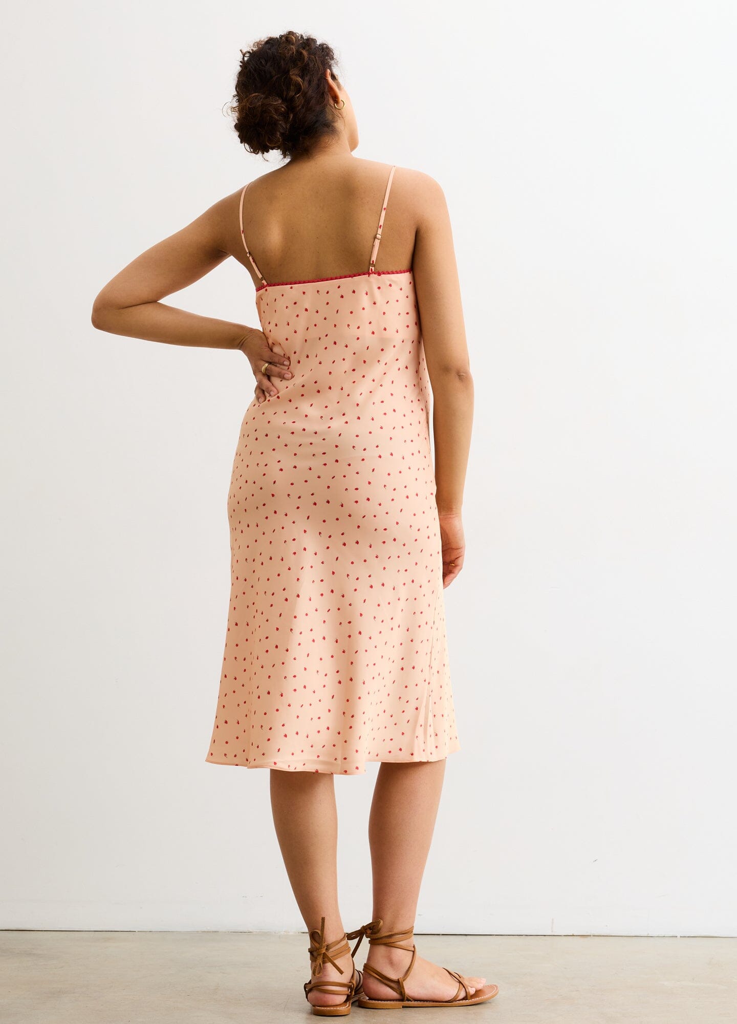 The Roseberry Floral Slip Dress - Sorbet pink floral maternity slip dress with adjustable spaghetti straps, designed for pregnancy, nursing, and postpartum.