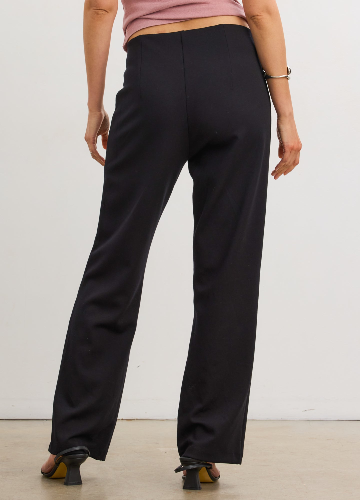 The Seamed Stretch Straight-Leg Work Pant - Black seamed stretch straight-leg maternity work pants designed for pregnancy, nursing, and postpartum comfort.