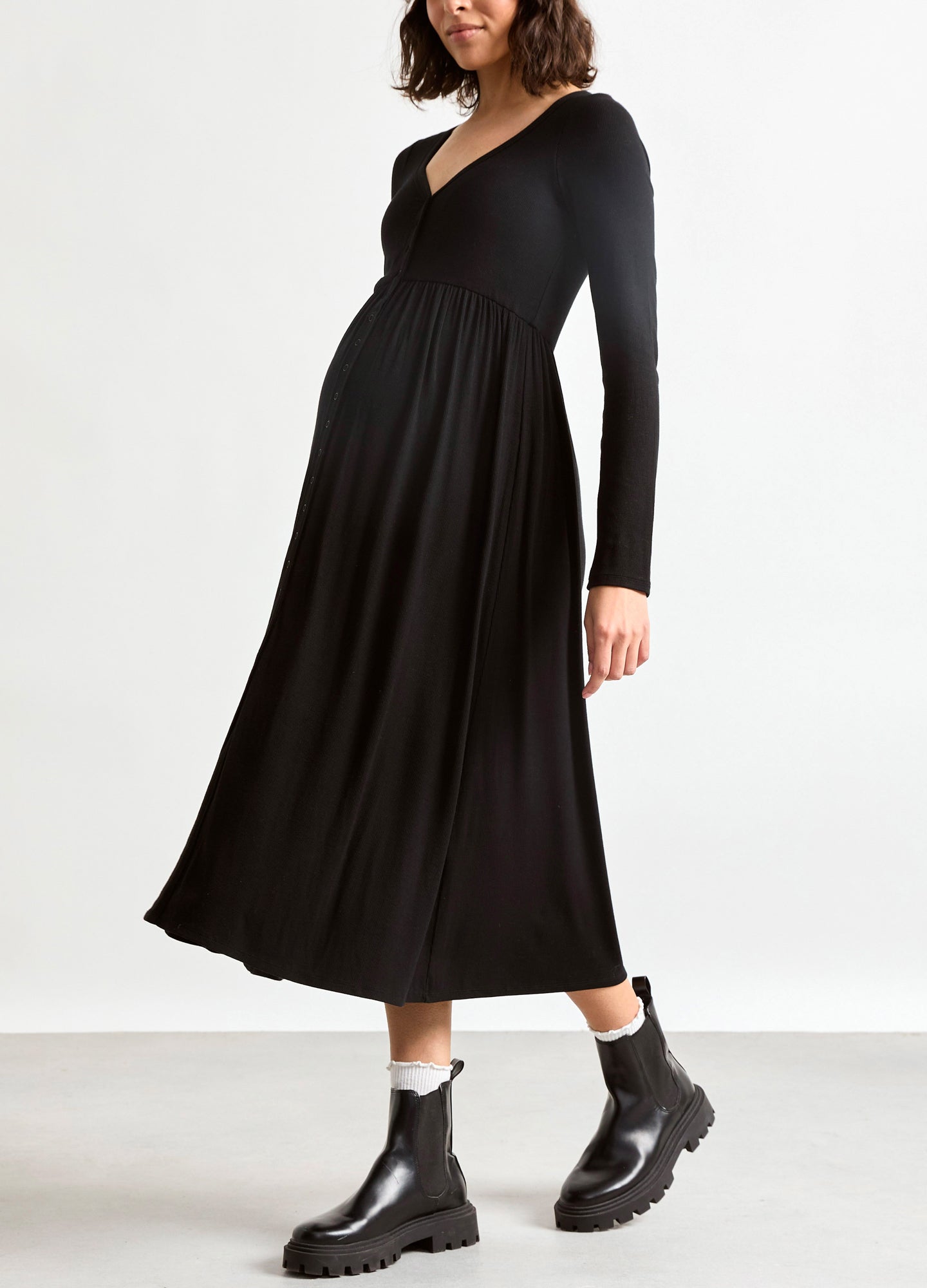 nursing long sleeve dress HATCH Collection The Softest Rib in Black stoned lace gown Discover 11 Dress to or heels Easy to Colour:burgundy
