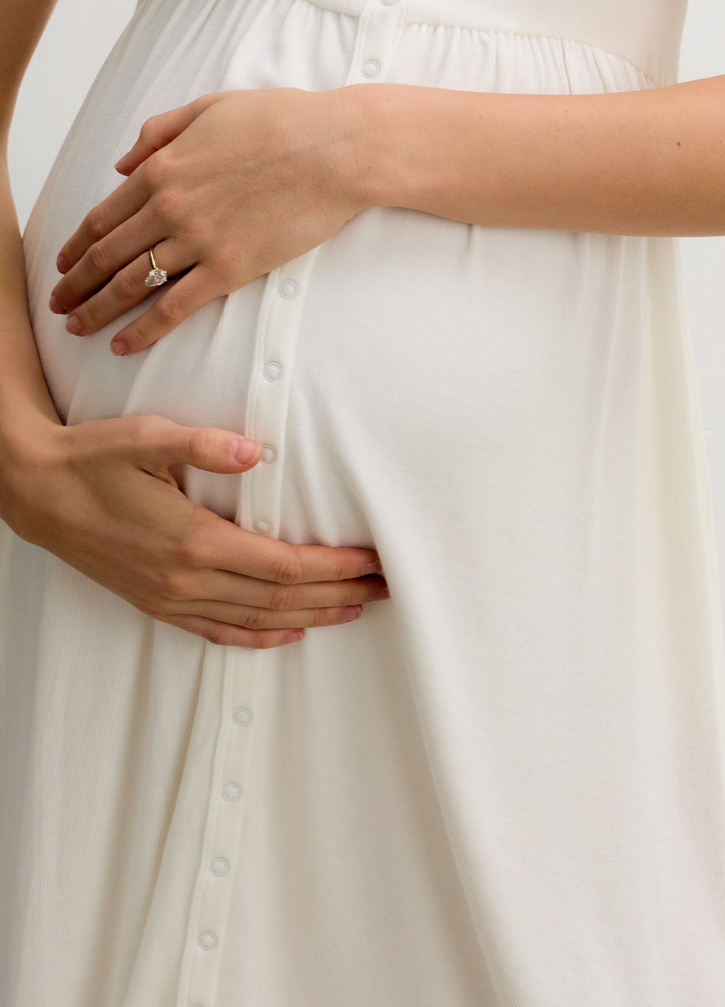The Softest Rib Nursing Tank Dress - Ivory ribbed nursing tank dress with scoop neck, pockets, and flowing maternity fit for pregnancy and postpartum.