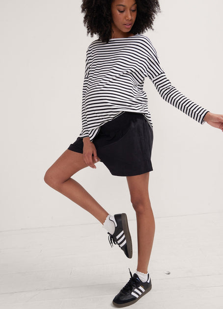 Layering a White Linen Mini Skirt for Fall and Winter