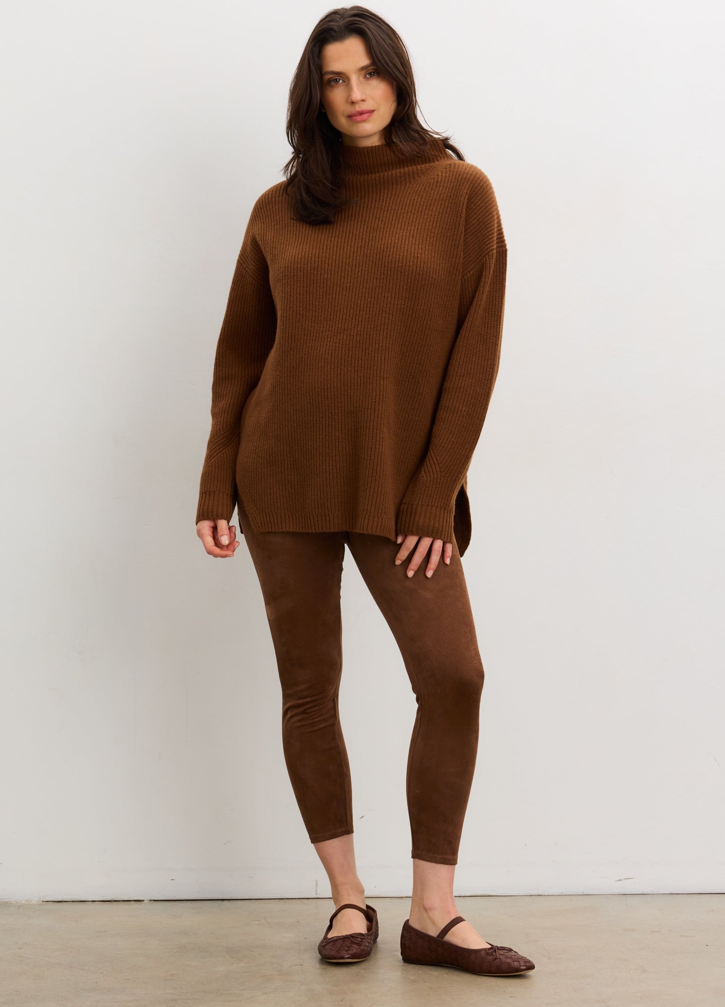 The Vegan Stretch Suede Before, During, And After Legging