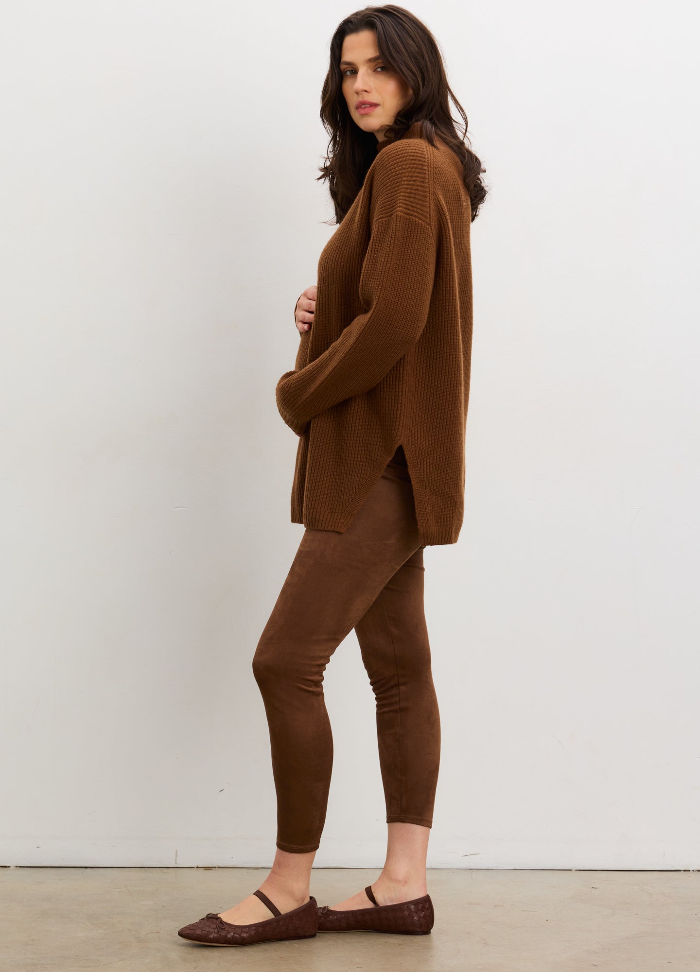 The Vegan Stretch Suede Before, During, And After Legging