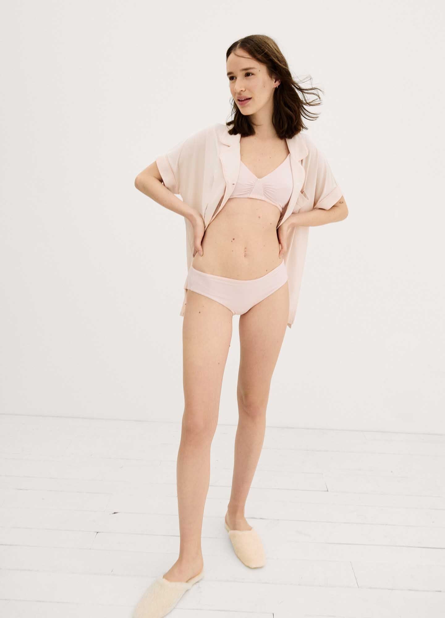 The Everyday Brief - Soft pink maternity briefs with delicate wildflower print, designed for pregnancy, nursing, and postpartum comfort.