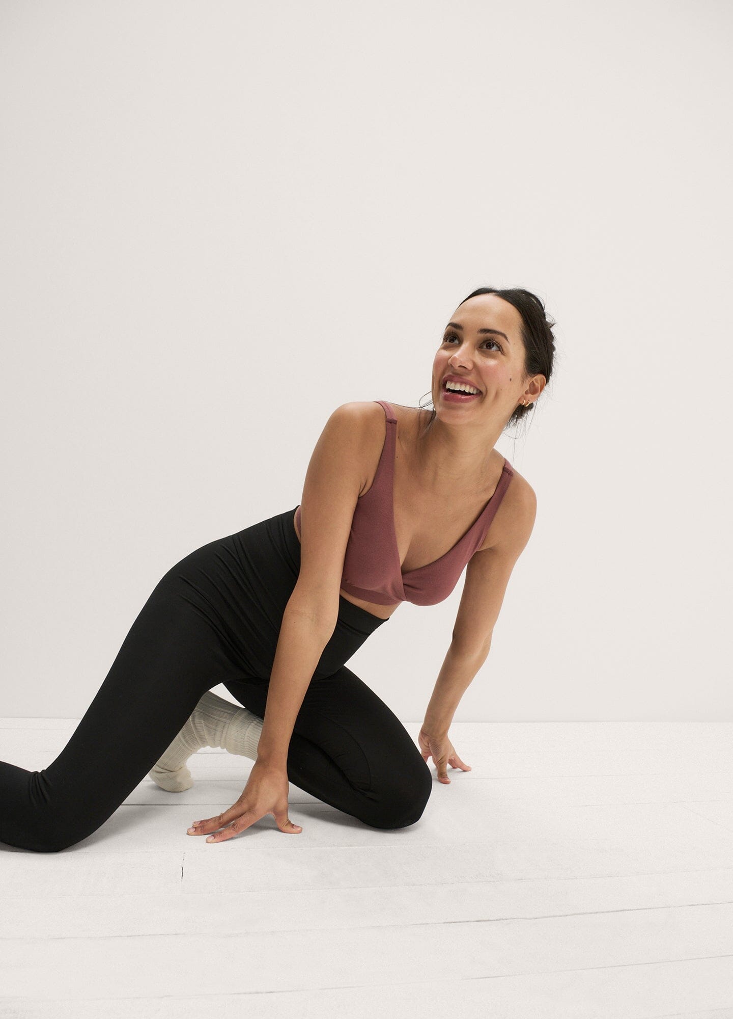 The Ultra Soft Before, During And After Legging - Black high-waist maternity leggings with soft stretch fabric, modeled for pregnancy and postpartum comfort.