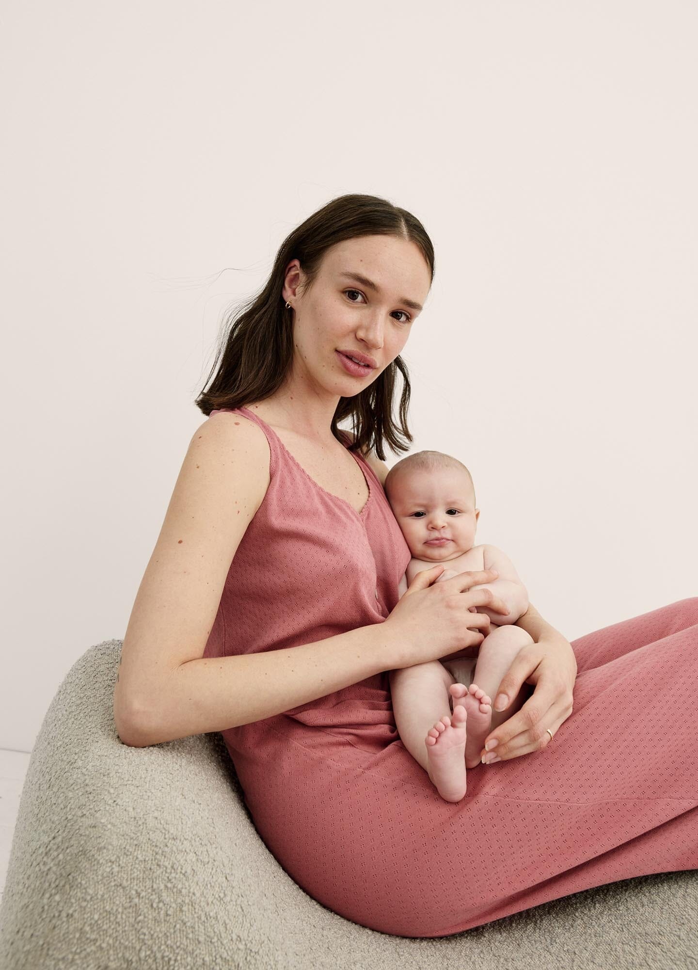 The 24/7 Feeding Jumpsuit POS - Lilac maternity jumpsuit with sleeveless V-neck, nursing-friendly front buttons, and wide-leg fit for postpartum comfort.