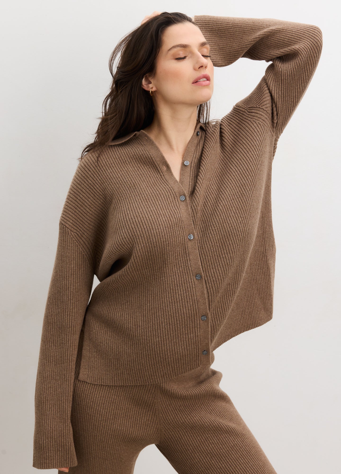 The Beatrice Ribbed Knit Buttondown Polo