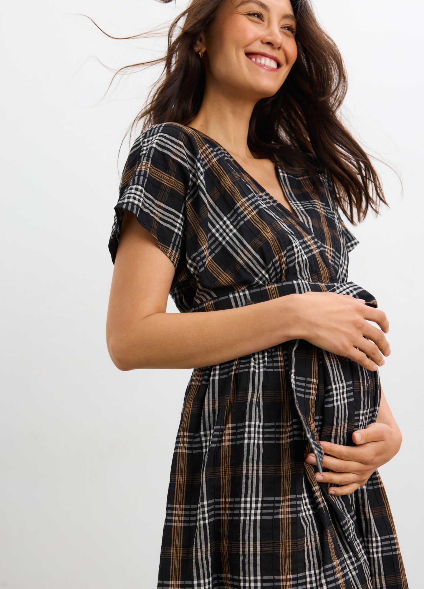 HATCH Collection The Autumn Plaid Carolina Dress - Black Multi Plaid HATCH Collection The Autumn Plaid Carolina Dress - Black Multi Plaid