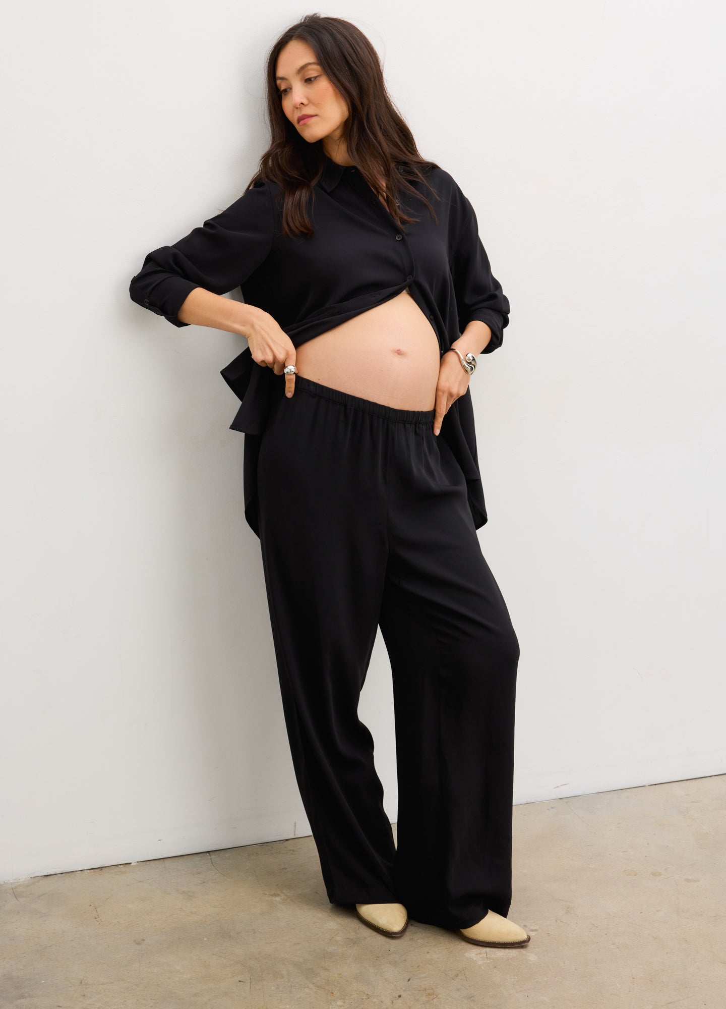 アシーム　Belt salopette パンツ　ブラック The Celeste Pull On Maternity Pants in Black | HATCH