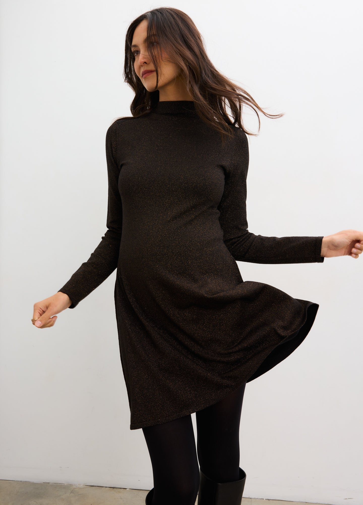 The Daniella Metallic Knit Mini Dress