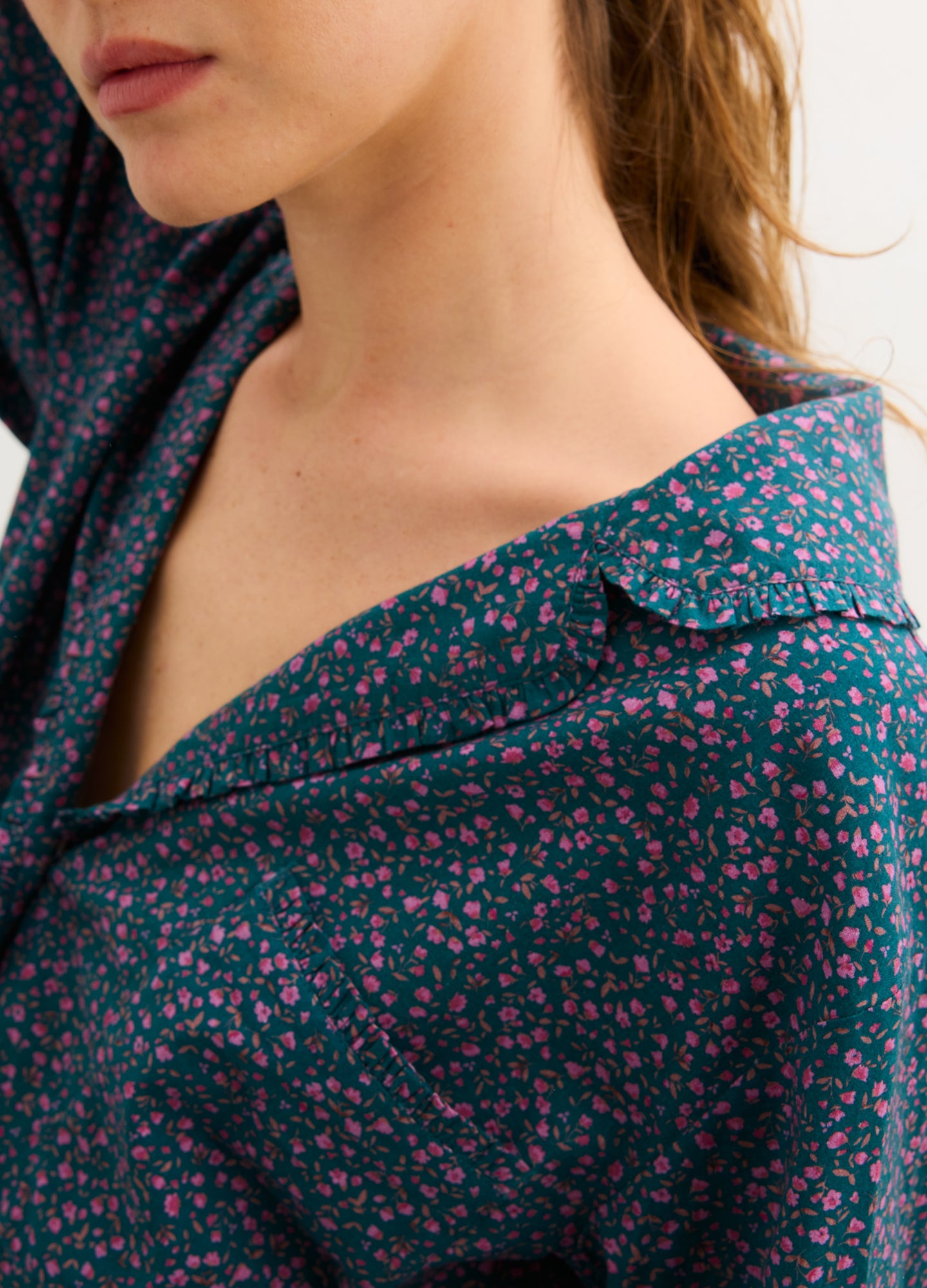 The Ruffle PJ Buttondown Top