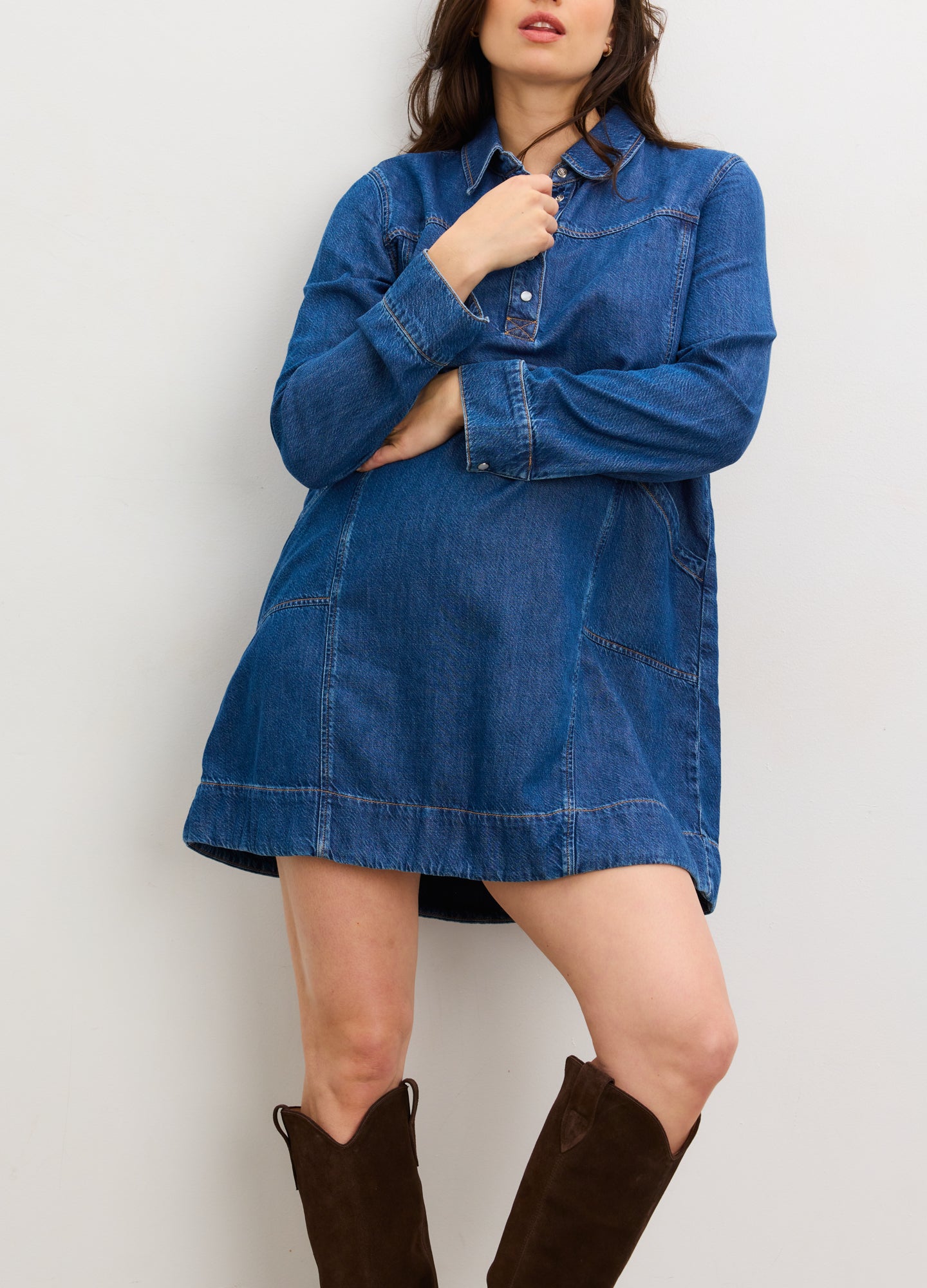 The Drapey Denim Mini Dress