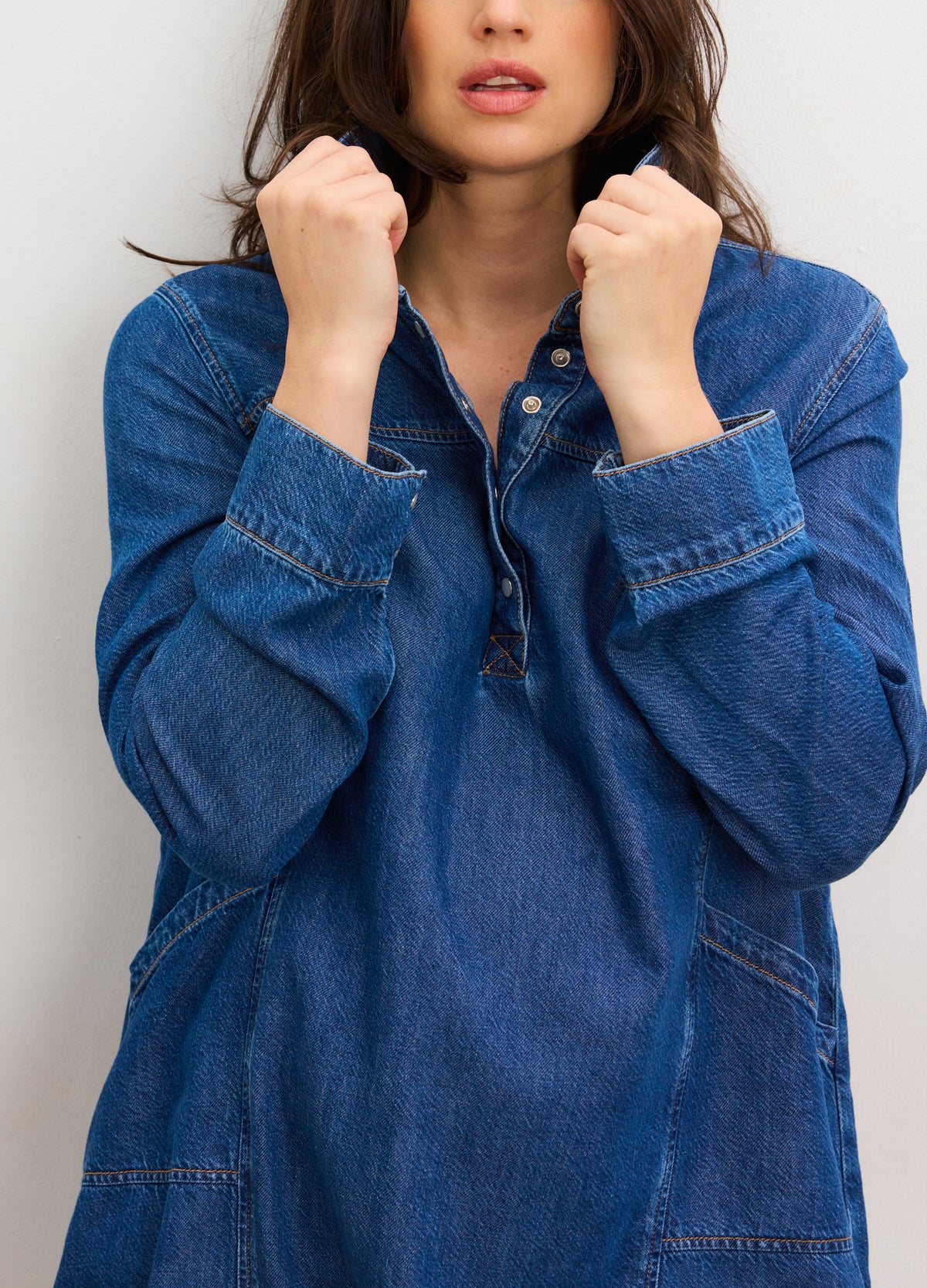 The Drapey Denim Mini Dress