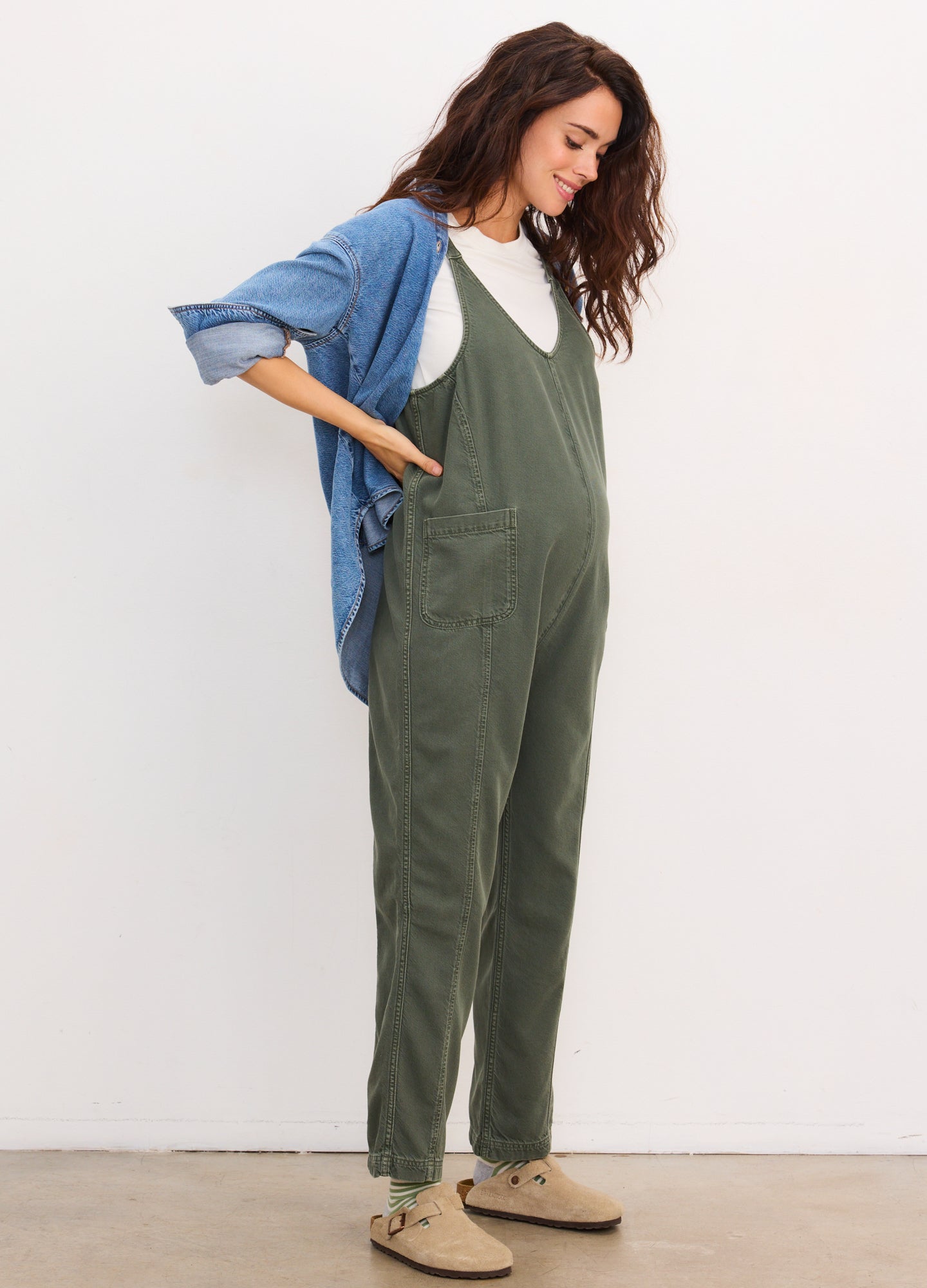 The Drapey Denim Nora Jumpsuit | HATCH Maternity & Beauty Collection