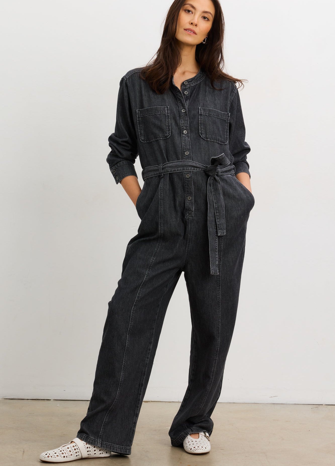 The Drapey Denim Jumpsuit