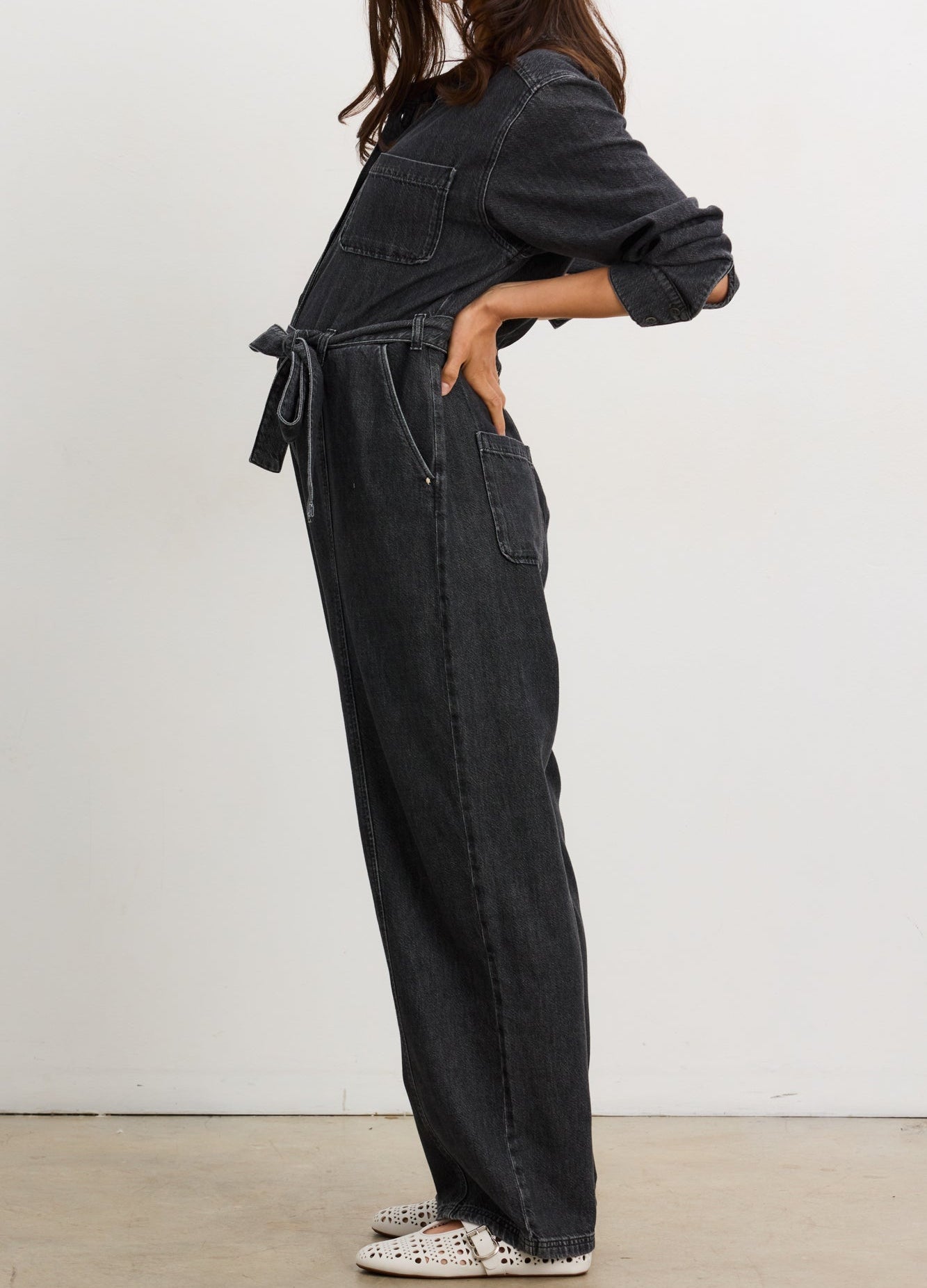 The Drapey Denim Jumpsuit