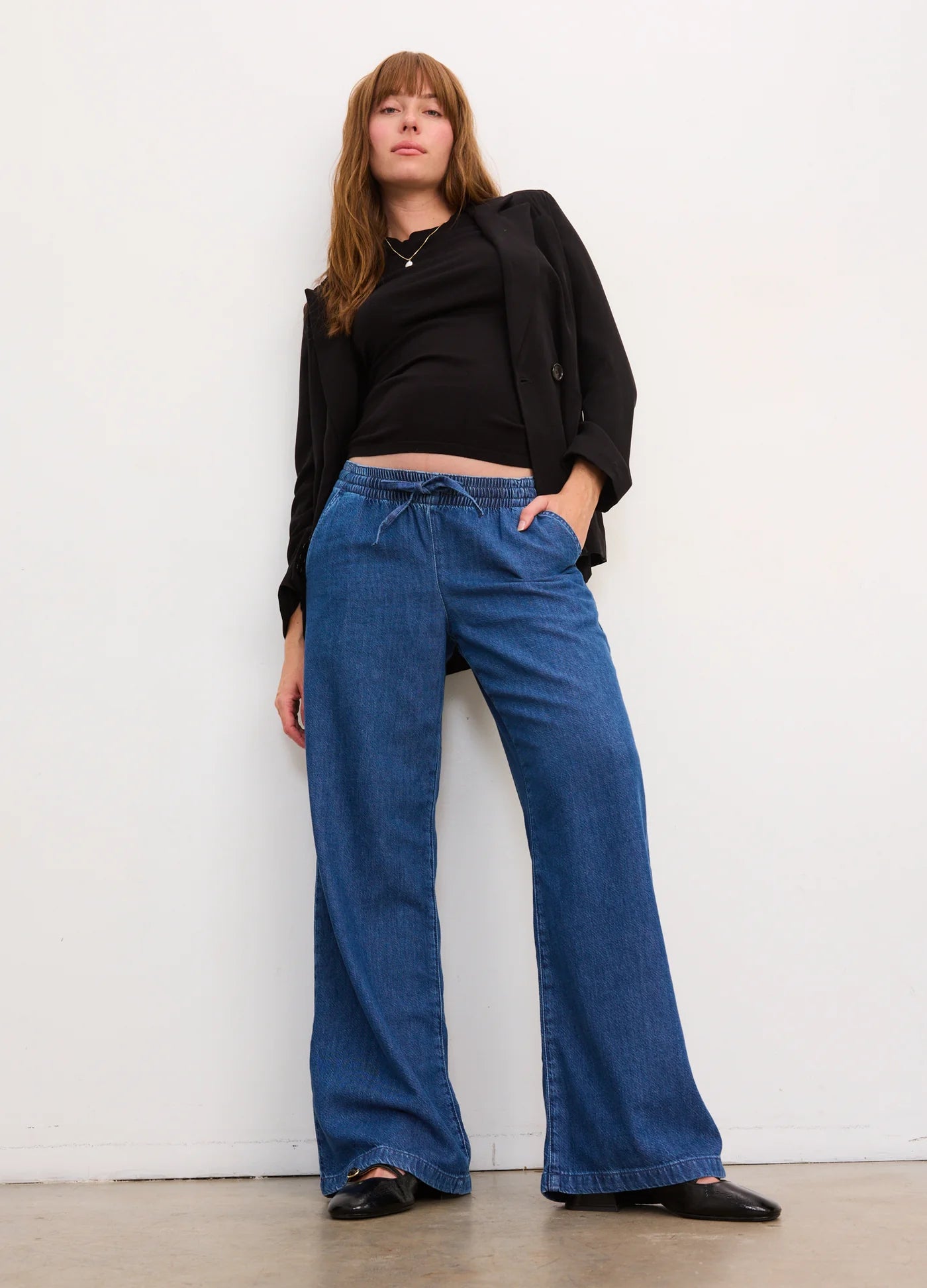 The Drapey Denim Wide Leg Pant