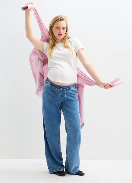 The Drapey Denim Wide Leg Pant | HATCH Maternity & Beauty Collection