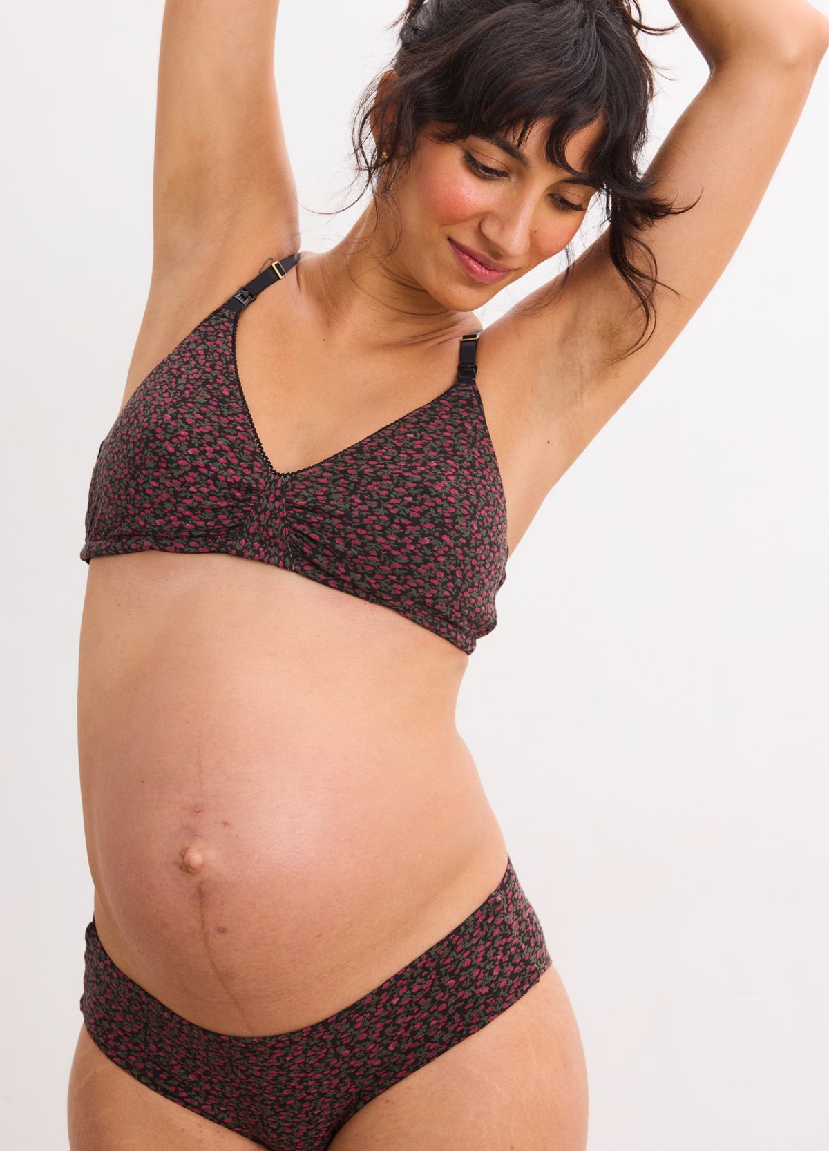 Maternity bra and briefs set in Demi Fleur Bordeaux with comfortable stretch fabric for pregnant women.