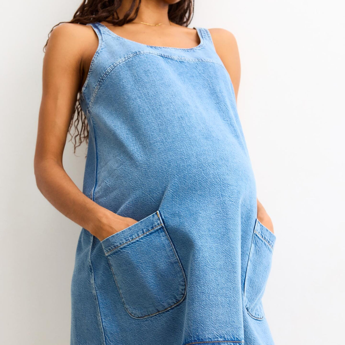 asos denim maternity dress The Best Fall Maternity Dresses Under $100