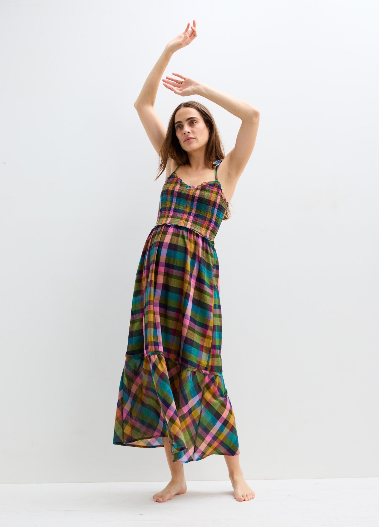 magnolia maxi dress HATCH Collection The Magnolia Dress in Madras Plaid