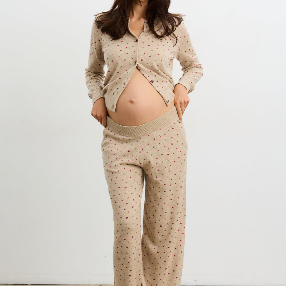 NoraFloralKnitPant_OatMelange-  display picture 1