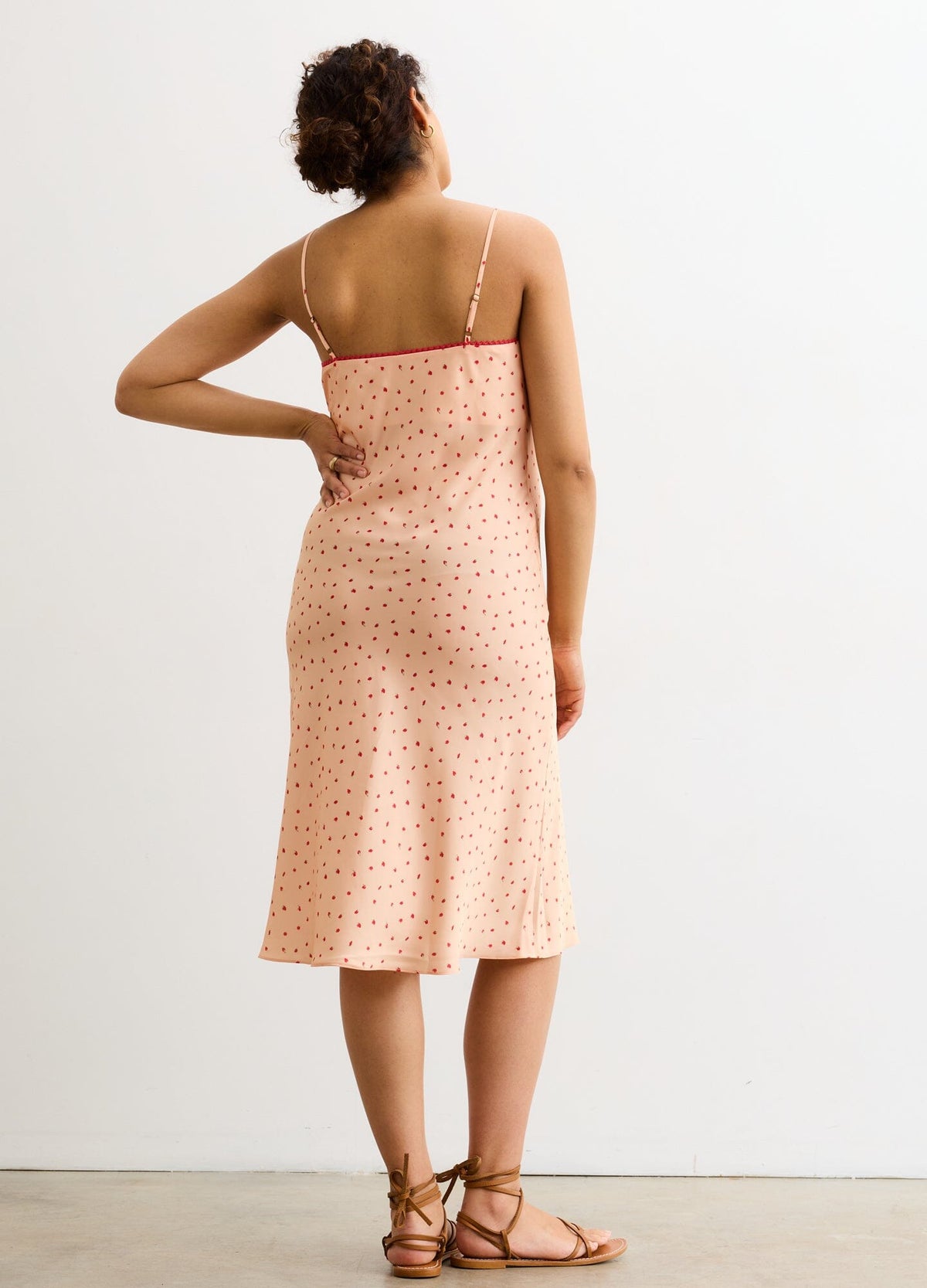 The Roseberry Floral Slip Dress - Sorbet pink floral maternity slip dress with adjustable spaghetti straps, designed for pregnancy, nursing, and postpartum.