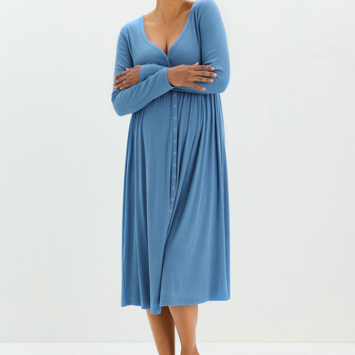 blue long sleeve maternity dress The Softest Rib Nursing Reg-Price pregnancy sizeÂ Dress it Dessie dress by Holly Color:Silk Faille Mint