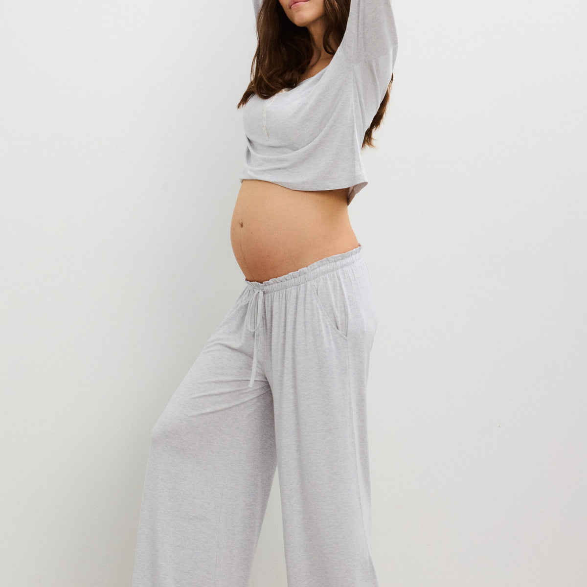 HATCH Collection The Softluxe Pants in Light Grey Melange