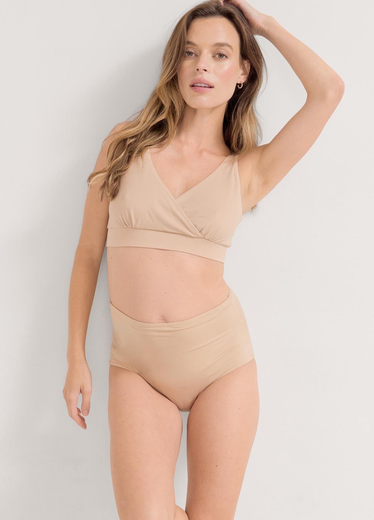 The Dream Feed Nursing And Sleep Bra - Soft pink maternity nursing bra with ditsy wildflower print, designed for pregnancy and postpartum comfort.