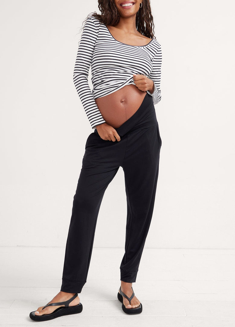 Flare maternity jeans Sabrina beige | Cache Cœur – Cache Cœur US