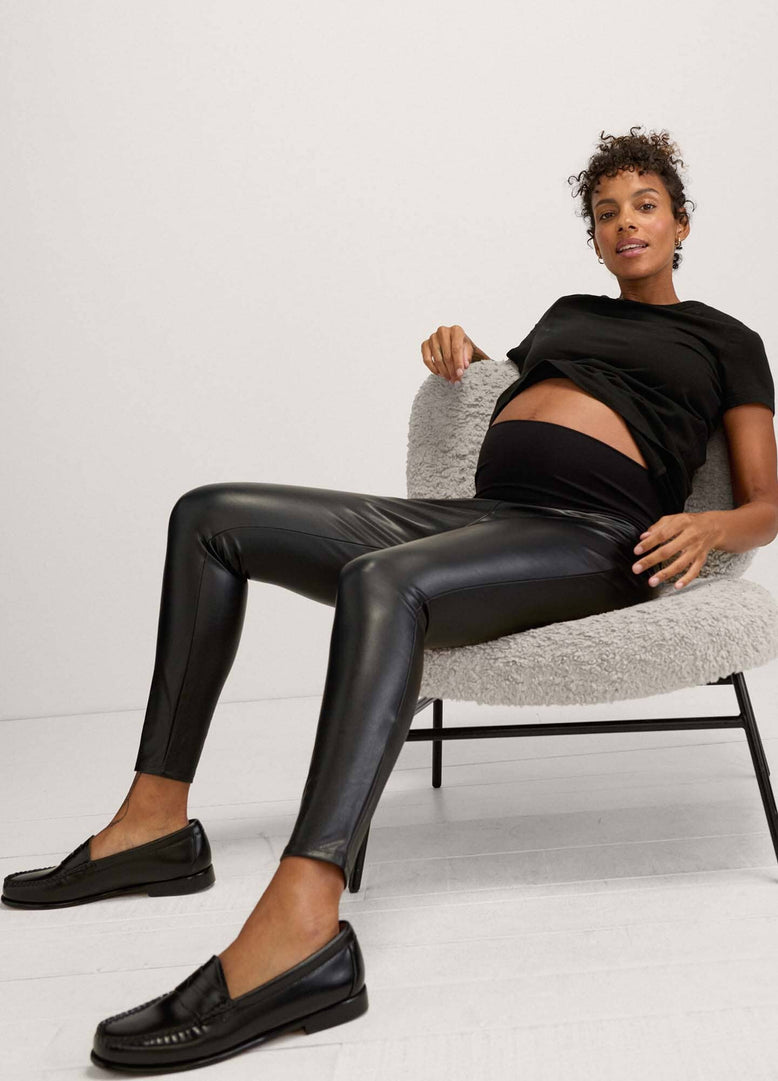 Plus Size Rise Faux Leather Leggings by B Free Intimate Apparel