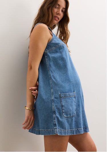 cream denim dress Cream Collared Denim Mini Dress