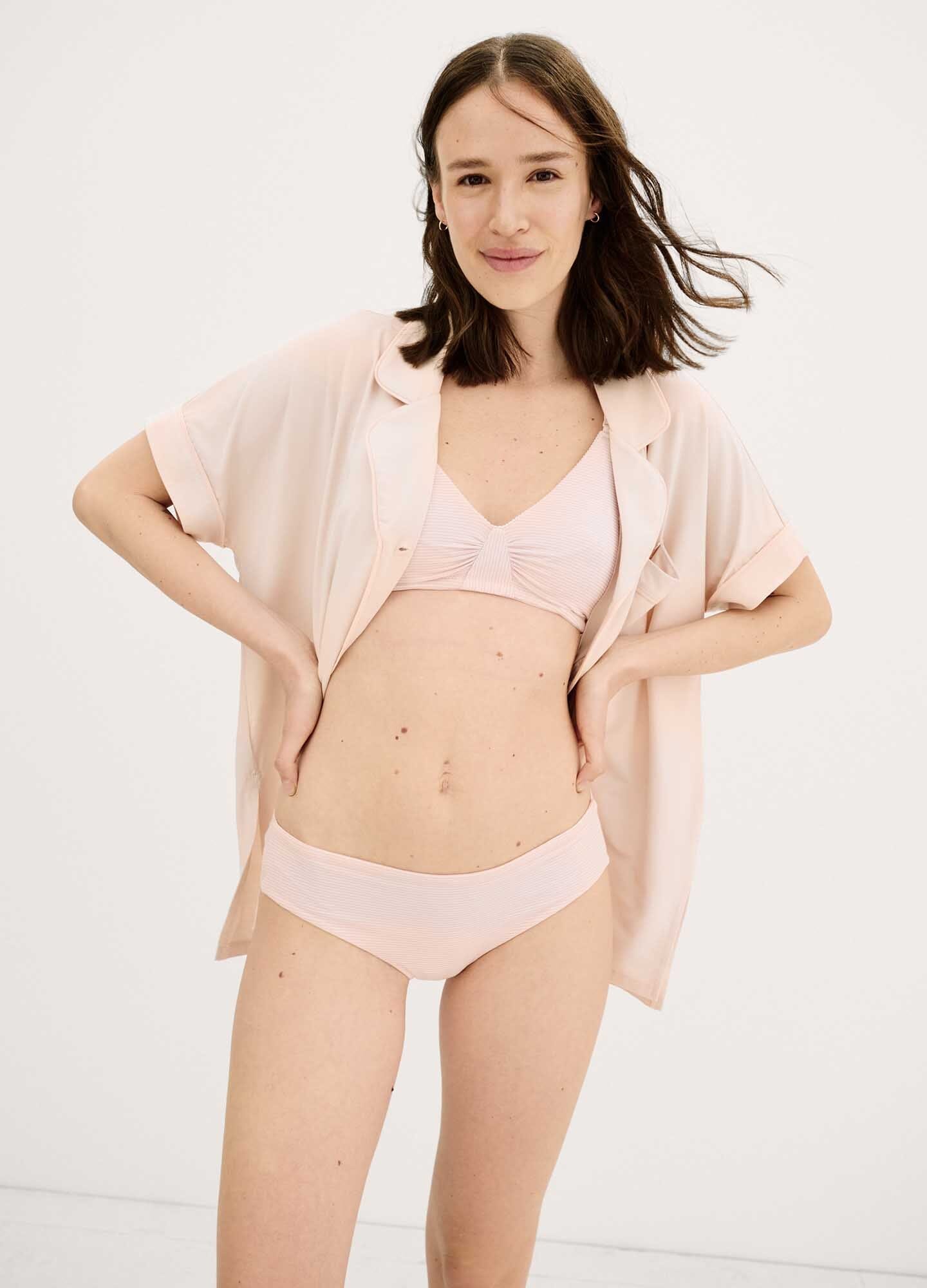 The Everyday Brief - Soft pink maternity briefs with delicate wildflower print, designed for pregnancy, nursing, and postpartum comfort.