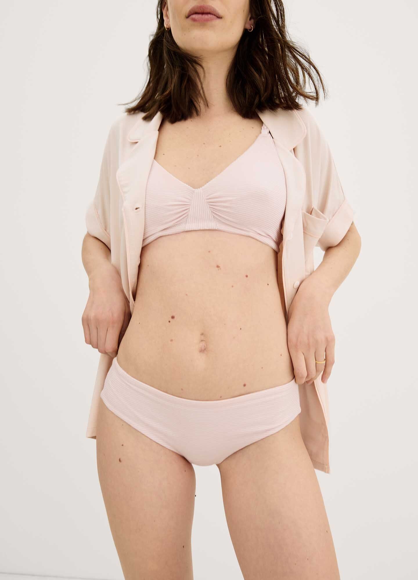 The Everyday Brief - Soft pink maternity briefs with delicate wildflower print, designed for pregnancy, nursing, and postpartum comfort.