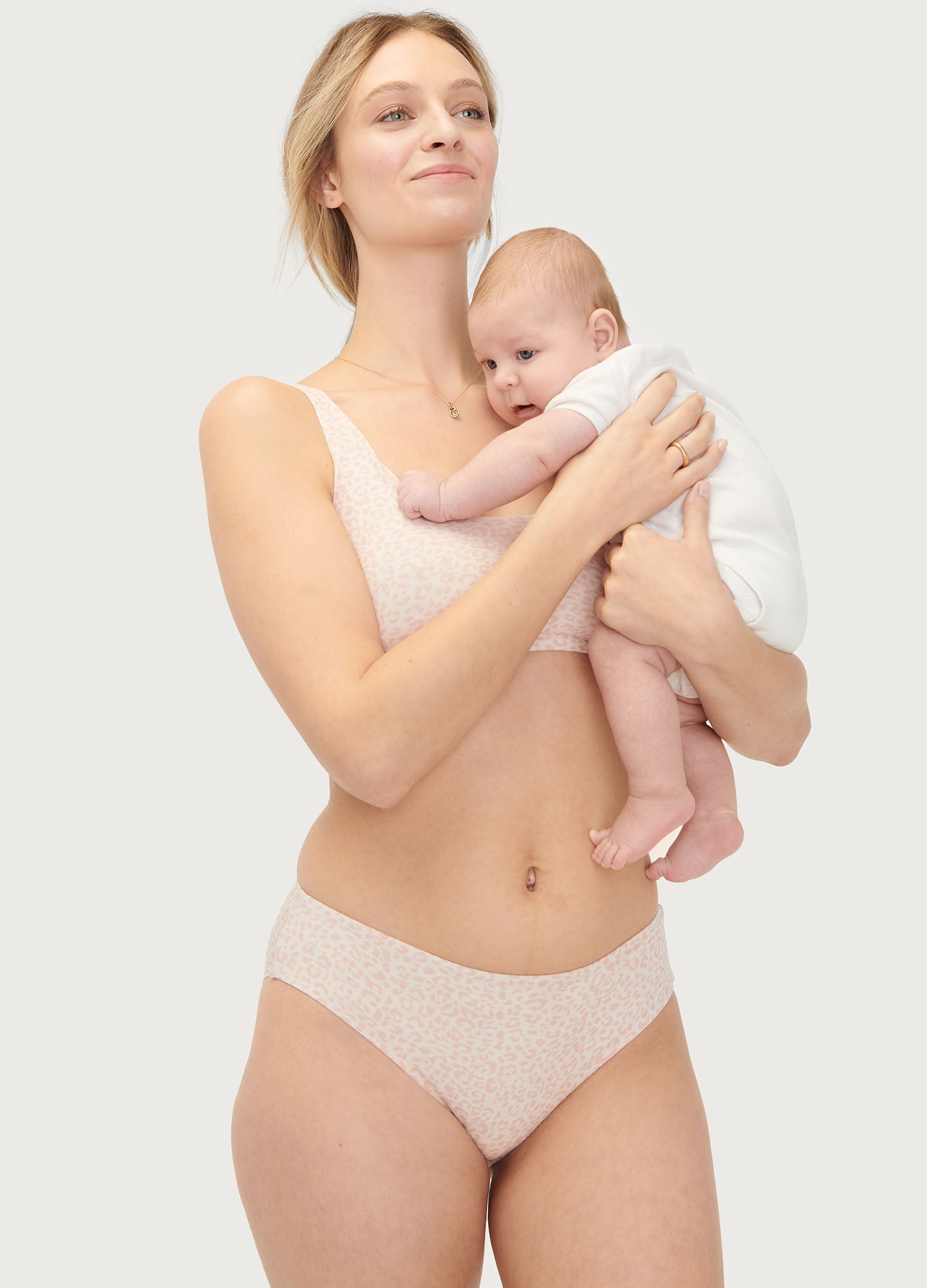 The Everyday Brief - Soft pink maternity briefs with delicate wildflower print, designed for pregnancy, nursing, and postpartum comfort.